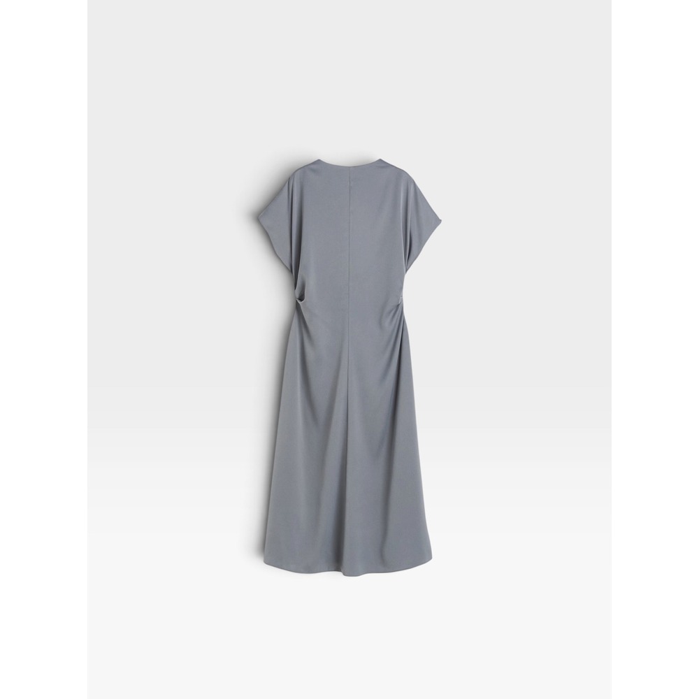 HM Plus Size XXL Grey Blue Minimalist Lagenlook Midi Dress Short Sleeve New